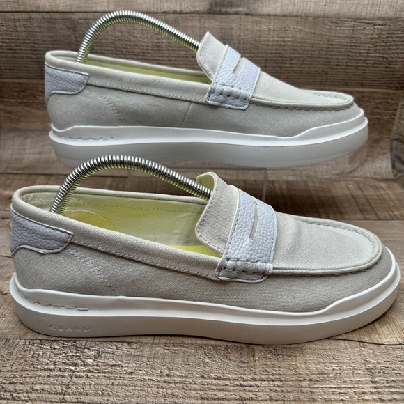 Cole Haan Shoes - Cole Haan Grandpro Rally Penny Loafer Shoe Womens 10 B White Gray Slip On W25369